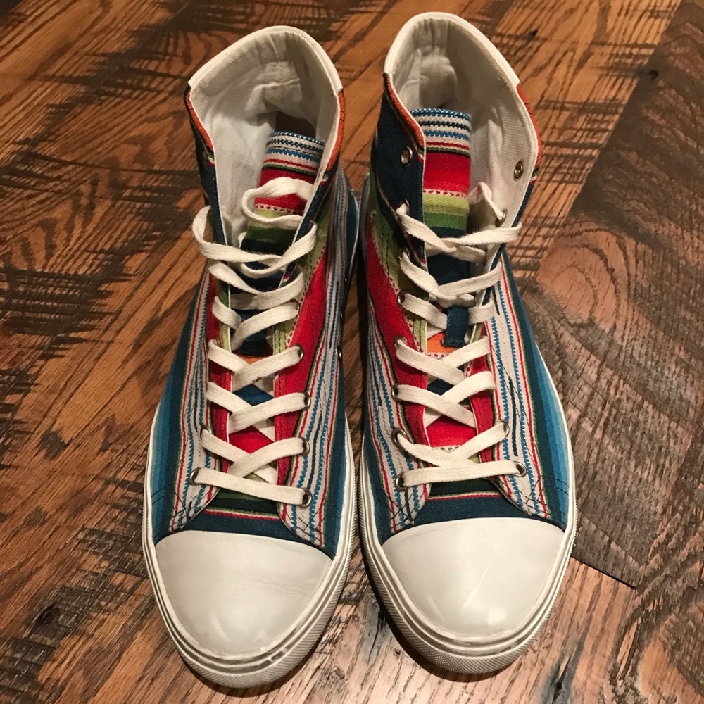 Saint Laurent Paris Bedford High Top Mexican Jacquard Serape Shoes